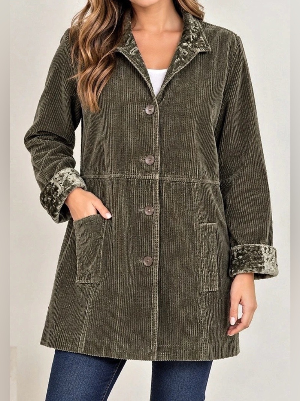 J. Jill Brown Corduroy Chore Coat Size XL